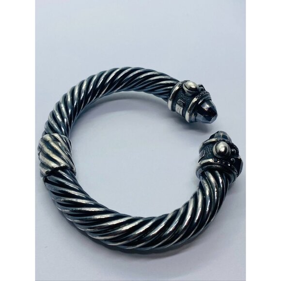 DAVID YURMAN DARKENED BLACKENED STERLING SILVER RENAISSANCE 10MM CUFF DIAMONDS - Picture 12 of 12